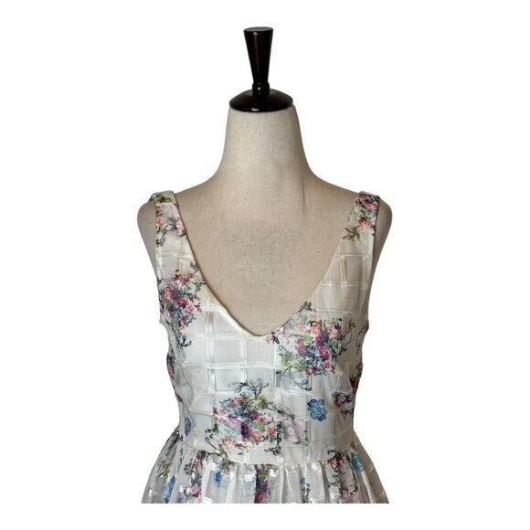 Maeve Anthropologie Dress Women 2‎ White Floral Peony Garden Mini Cottagecore - Picture 6 of 14